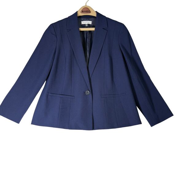 Kasper Woman Blazer Sz 16W Single Button Fully Lined Blue New w Tags Career Pro - Picture 1 of 16